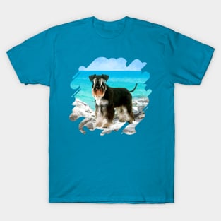 Miniature Schnauzer on the beach T-Shirt